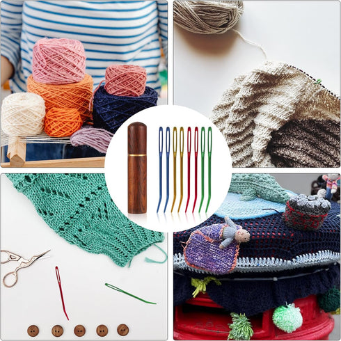 8pcs Large Eye Darning Needles for Wool, Stainless Steel Embroidery Needles Large Eye Hand Knitting Needles Tapestry Needles Yarn Sewing Needle wi...