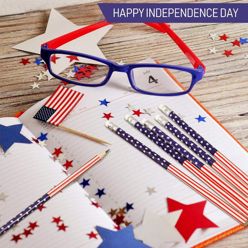 American Flag Pencils USA Flag Pencils Patriotic Pencils with Erasers for Independence Day, 4th of July, Party Favor, Office School Supplies (30 P...