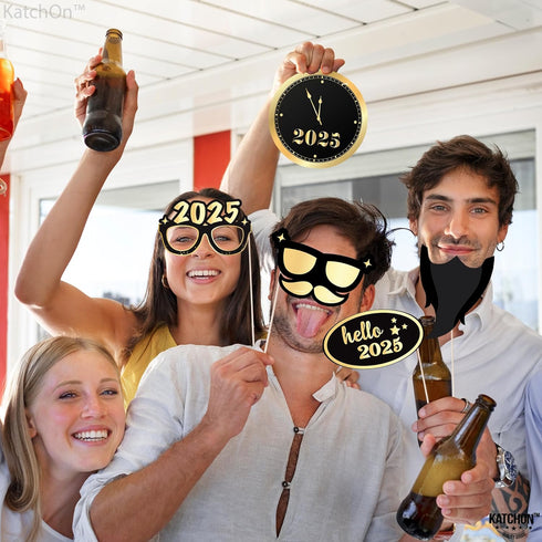 KatchOn, New Years Photo Booth Props 2025 - Pack of 35 | New Years Eve Photo Booth Props 2025, New Years Eve Party Supplies 2025 | New Years Photo...