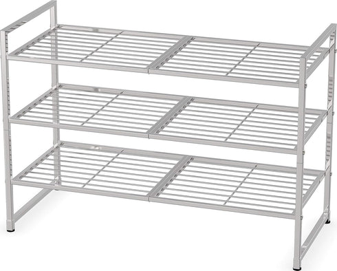 SIMPLE HOUSEWARE 3-Tier Stackable Shoes Rack Storage Shelf, Silver...