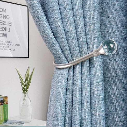 Curtain Holdback, 2pcs Wall Mounted Drapery Tiebacks with Clear Crystal Ball, Heavy Duty Metal Decorative Window Drapery Curtain Holder Curtain Ho...