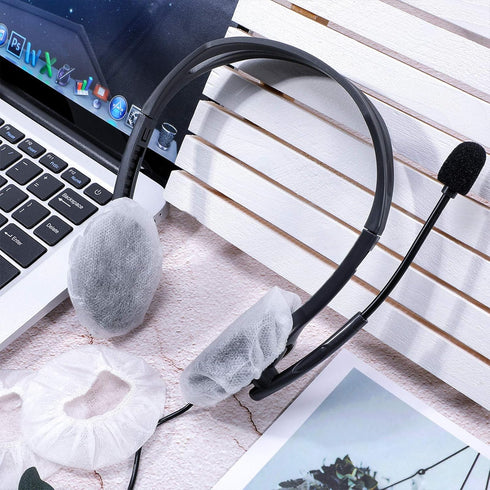 100 Pieces Headphone Ear Covers Disposable Earphone Overs Sanitary Non-Woven Stretch Earpad Covers Earcup Covers Fit for Most on Ear Headphones (W...