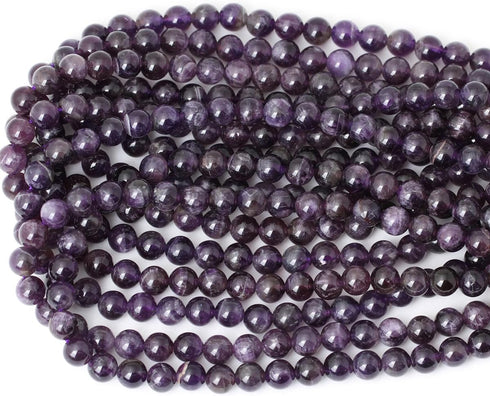 45PCS 8mm Natural Amethyst Gemstone Round Loose Beads Crystal Energy Stone Healing Power for Jewelry Making 1 Strand 15"...