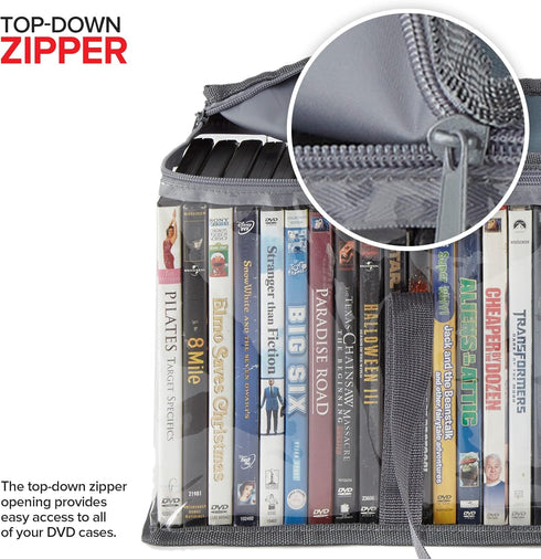 Stock Your Home DVD Storage Bags (Set of 2) Media Organizer Bag for DVDs, CDs, Blu Ray Disc, Movie Cases, VHS Box, Video Game Disks, Clear Plastic...