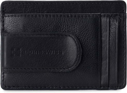 Alpine Swiss RFID Dermot Money Clip Front Pocket Wallet For Men Leather Comes in a Gift Box Black...