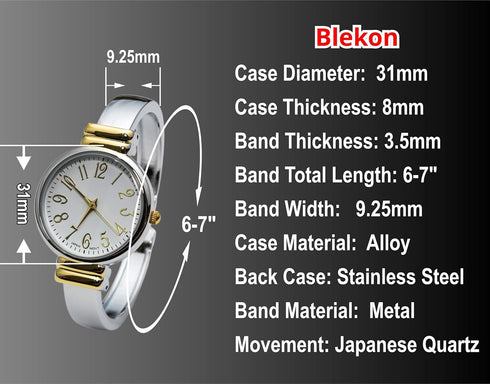2Tone Metal Band Slim Case Women's Bangle Cuff Watch...