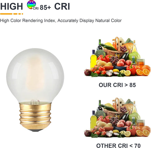 Dimmable Globe Frosted A15 LED Bulbs- 40 Watt Equivalent Ceiling Fan Light Bulbs- 4W Vintage E26 Edison Bulb 2700K Warm White- Round Small Filamen...