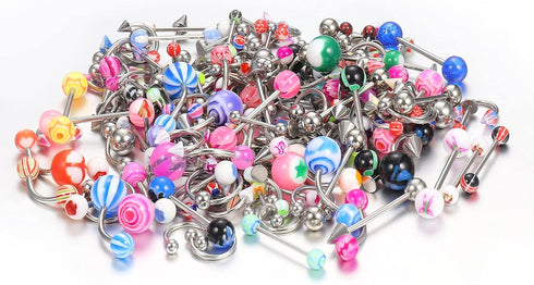 Ubjuliwa 148pcs - 185pcs Body Piercing Jewelry for all piercings, Tongue Nipple Rings Eyebrow Lip Belly Button Barbell Nose Piercing Tragus Navel ...
