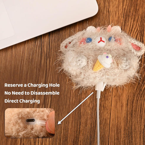 Plush Case Compatible with Apple Airpods 3,Handmade Knitted Cartoon Headphone Case,Rechargeable Headphone Headphone Case,Creative Funny Cute Knitt...
