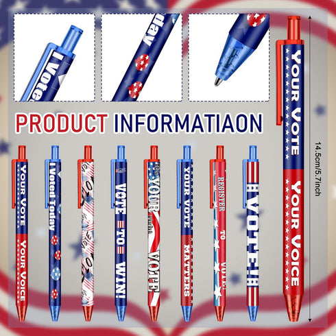 Leinuosen 72 Pieces Vote Pens Bulk Election Supplies Your Vote Matters Gifts for Voters American Flag Ballpoint Pen Souvenirs from USA for Writing...