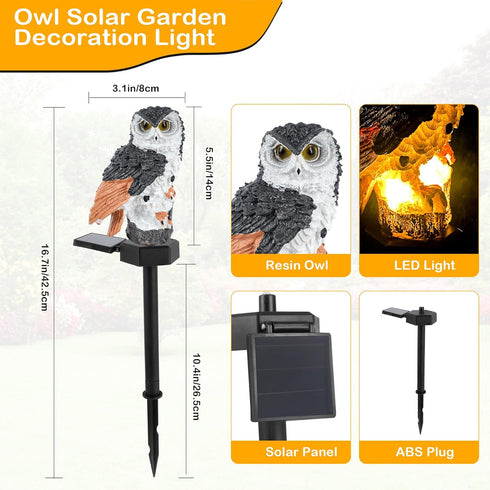Owl Solar Lights Outdoor Garden, Owl Solar Light Waterproof, Maintain of 10 Hours Lighting Solar Lights Outdoor Owl for Yard, Patio, Lawn, Garden ...