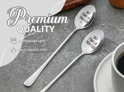 INNObeta Engagement Gifts for Couples, 2 Pcs Engraved Ice Cream Spoons, Stainless Steel Coffee Spoon, Fiance Fiancee Gifts for Future Mr & Mrs, Yu...