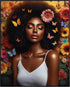 Posterizer 1 pcs-butterflies , flowers African womans decor-Floral & Botanical Art-Afro-American Art Collection-Gift for Moms-Living Room Bedroom ...