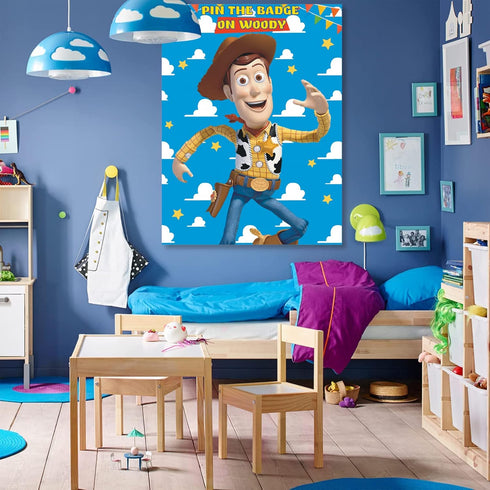 Toy Inspired Story Party Supplies, Toy Inspired Story Birthday Decorations, Pin The Badge on Woody Party Game Large Poster for Toy Inspired Story ...