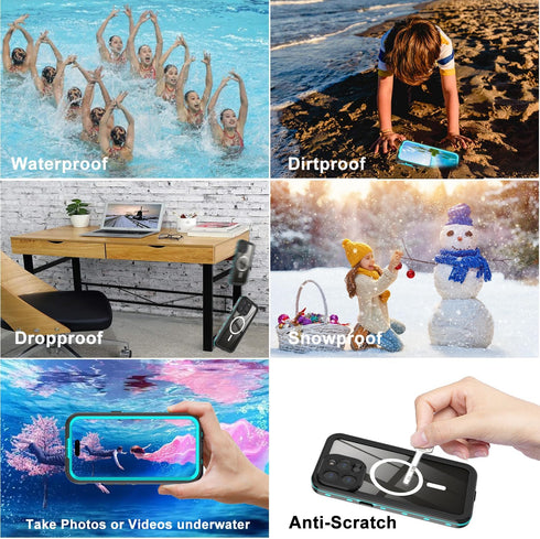 Case for iPhone 15 Pro,Compatible with MagSafe Waterproof DropProof DirtProof Snowproof Anti-Scratch Heavy Duty Full Body Protect Built in Screen ...