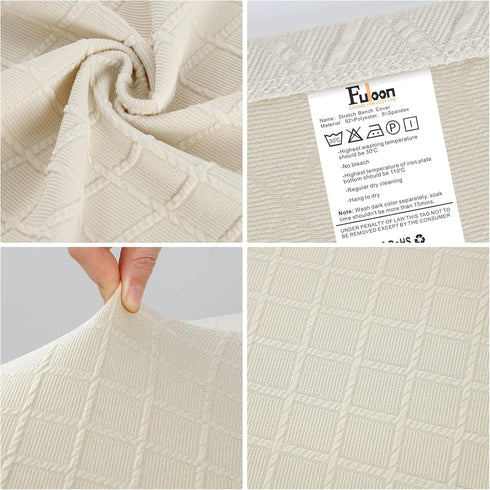 Stretch Jacquard Dining Bench Cover - Anti-Dust Removable Bench Slipcover Washable Seat Cushion Protector for Bedroom, Kitchen, Hotel, Banquet (Be...