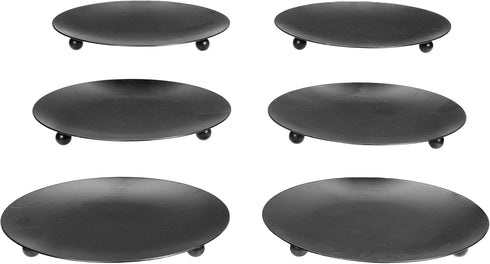 Hosley Set of 6 Black Iron Pillar Plates 7 Inch Diameter Ideal or Use for Weddings Candle Gardens Spa and Aromatherapy Incense Cones or Just As a ...