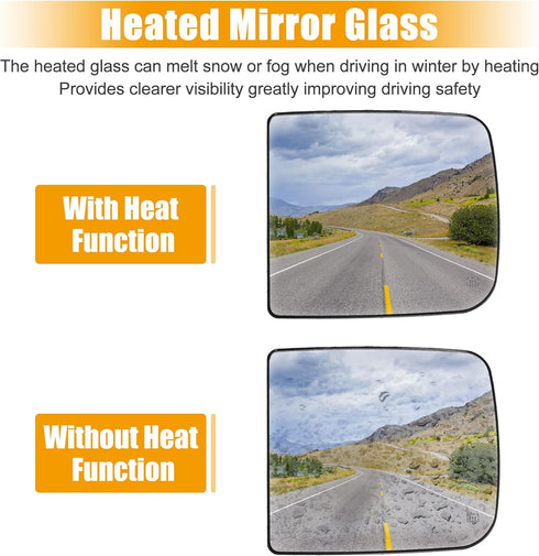 X AUTOHAUX Driver Left Side Mirror Glass Car Rearview Mirror Glass Power Heated Exterior Mirror Replacement for Ram 1500 2500 3500 2010-2015 68067...