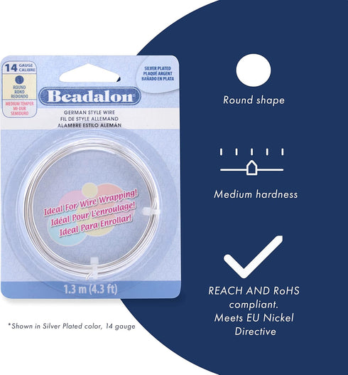 Beadalon German Style Wire for Jewelry Making, Round, Gold Color, 24 gauge, 198 ft...