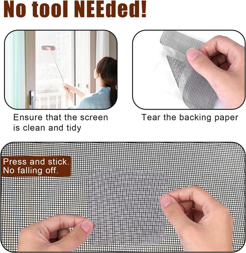10pcs Window Screen Repair Patches, 4x4 Inch Strong Self Adhesive Screen Window Mesh Repair Kit Window Mesh Repair Tape for Repairing Screen Porch...