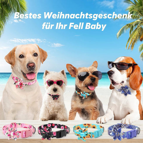 Dog Collar Floral Girl Pink Dog Collar with Rose Flower Bow Tie Dog Collar for Cute Female Cats Dogs Spring Summer Season Dog Collar for Small Med...