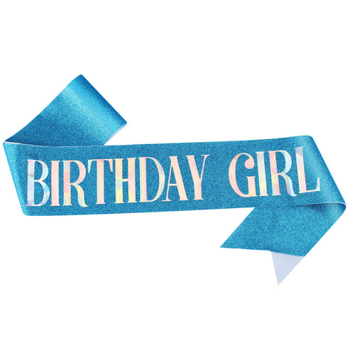 AOPRIE Birthday Girl Crown for Women with Sash Blue Happy Birthday Tiara for Women Headband Princess Crown Rhinestone Accessories...