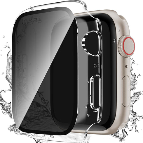 Waterproof Privacy Case Compatible with Apple Watch Series 9/8/7 41mm with Anti-peep Screen Protector, iWatch Face Cover Protective Bumper for iWa...