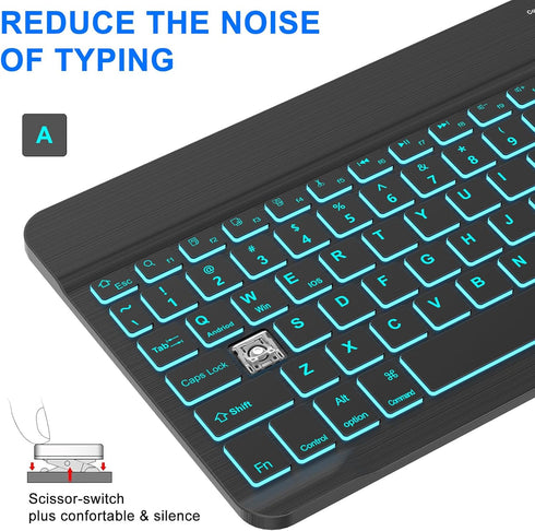 Keyboard for iPad (9",9.7",10.1",10.2",10.5",10.9",11") Tablets, Samsung Galaxy Tablet (10.4, 10.5, 10.9, 11 inch) - 7 Colors Backlit, Bluetooth W...