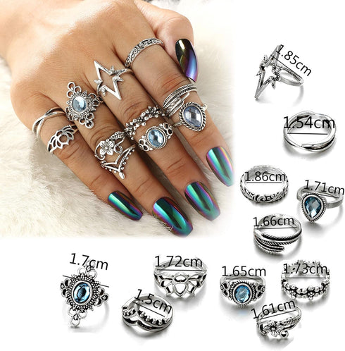 FIBO STEEL 101 Pcs Vintage Knuckle Rings for Women Stackable Midi Finger Ring Set...