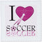 3dRose qs_101406_4 I Love Soccer in Pink-Quilt Square, 12 by 12-Inch...