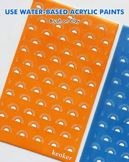 KEOKER Polymer Clay Silk Screen, Silk Screen Stencils for Polymer Clay, 6 PCS Reusable Silkscreen Print Kit,for Printing on Clay & Other Jewelry C...