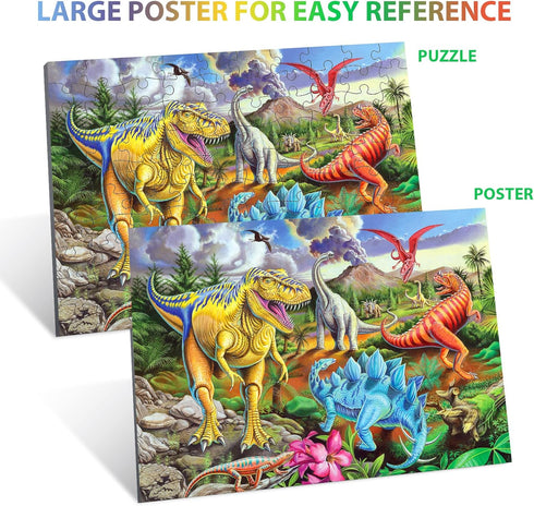 Puzzles for Kids Ages 4-8, 6-8, 8-10, Kids Puzzles 100 Piece Big Dinosaur Floor Jigsaw Puzzle for Kids Children Educational Puzzles Toys for Young...