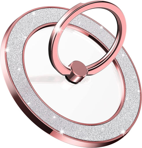 Magnetic Phone Ring Holder for MagSafe, Magnetic Phone Grip for iPhone, Compatible with iPhone MagSafe Wireless Charging. (Glitter Rose Gold)...