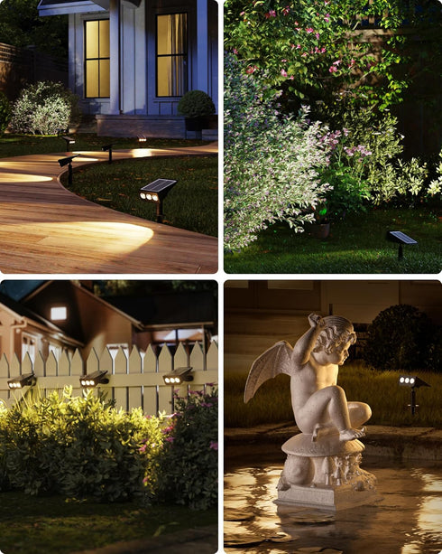SUPERDANNY Solar Spot Lights Outdoor, Warm/White Light 4 Modes Bright Outside Solar Lights, IP65 Waterproof Landscape Spotlights for Yard, Garden,...