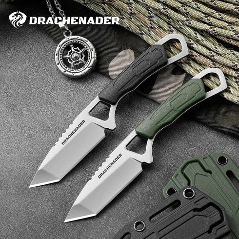 Neck Knife Mini, Small Tanto Neck Knife with Sheath and Necklace, Fulltang Outdoor Mini Knife, Black...