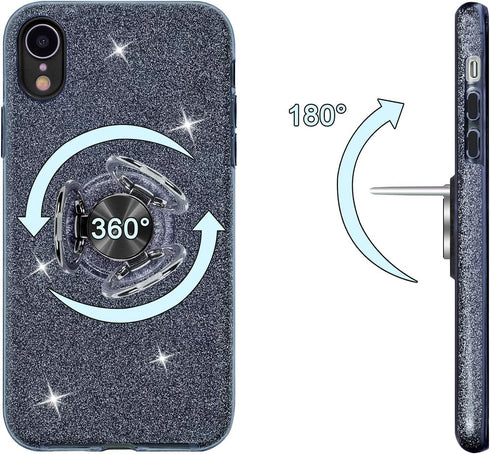 Wisdompro Case for iPhone XR, Cute Glitter Bling Sparkle Protective Case with Ring Kickstand, Women Girls Phone Case for 6.1 Inch Apple iPhone XR ...