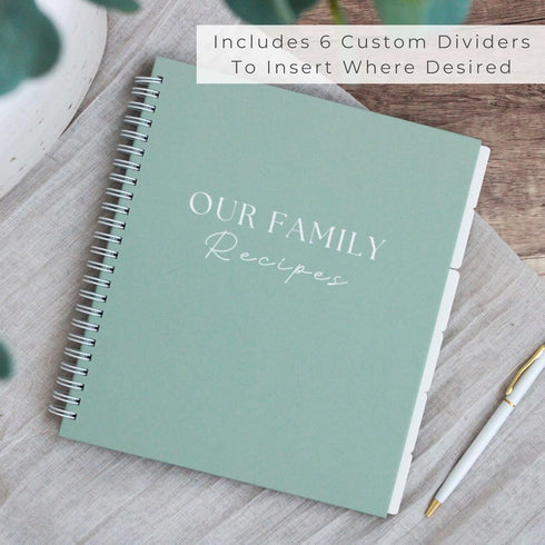 Recipe Book To Write In Your Own Recipes with 6 Custom Dividers - Blank Spiral DIY Personalized Family Cookbook Journal, Fits 118 Empty Recipe Tem...