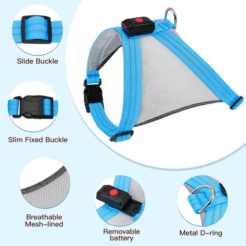 Light Up Dog Harness, Reflective Led Dog Harness Glow-in-The-Dark for Night Walking, USB Rechargeable Lighted Dog Safety Vest for Medium Dogs, Adj...