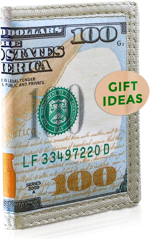 $100 Trifold Wallet - US Dollar Bill Wallet for Men - Money Wallet for Women - Leather Wallet with Card Slot and ID Window - Billfold Wallet for T...