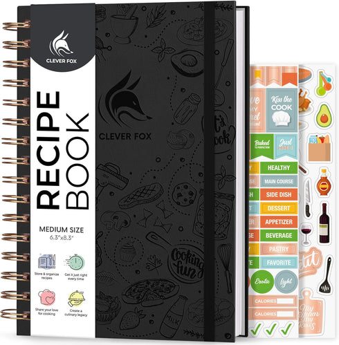 Clever Fox Recipe Book Spiral – Make Your Own Family Cookbook – Blank Recipe Notebook Organizer – Empty Cooking Journal to Write In Recipes – Medi...