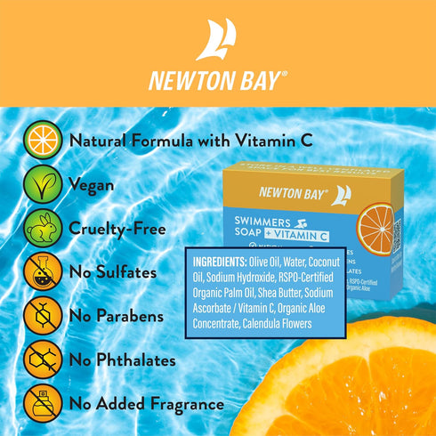 Swimmers Soap + Vitamin C | All Natural Body and Face Wash Soap Bar | Neutralizes and Washes Away Chlorine After Swimming | Revitalizes Sensitive ...