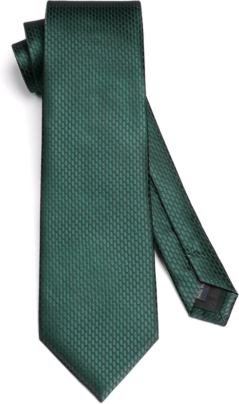 HISDERN Ties for Men Solid Tie Handkerchief Set Classic Woven Silk Business Polka Dot Mens Ties Necktie Wedding Party...