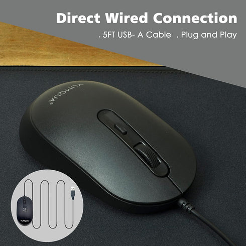 M104 Wired Computer Mouse 3 Pack, Silent Optical USB Corded Mouse Mice Bulk for Laptop PC Chromebook, Black...