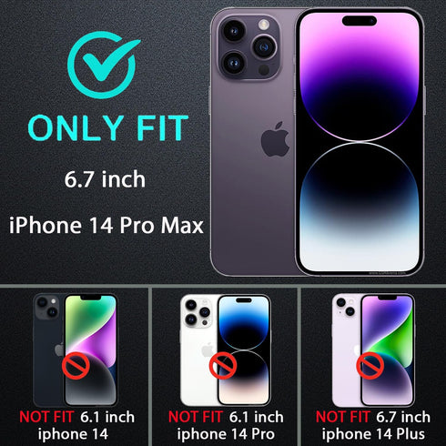 for iphone 14 Pro Max Case, Military Grade 3 in 1 Heavy Duty Shockproof/Drop Proof/Dust Proof Case with 2Pcs Tempered Glass Screen Protector (Aqua...