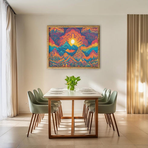 Posterizer 1 pcs- psychedelic funky hippie colorful landscap 6-Abstract & Modern Art-Fantasy & Fiction Art- Living Room Bedroom Decor- unframed wa...