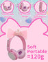 Priness Wired Kids Headphones with Mic for School/Travel,95dB Volume Limited,Shareport,On/Over Ear Bow Headsets with Nylon Cable-Pink...