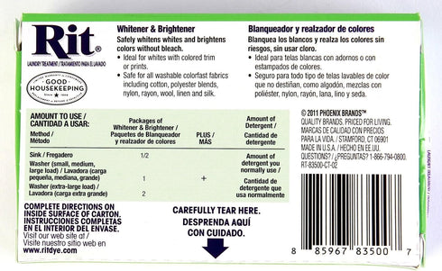 Rit Dye Laundry Treatment Whitener and Brightener Powder, 1 oz, 3-Pack...