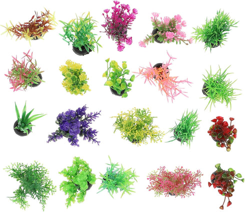 20pcs Fish Tank Landscaping Water Plants Succulants Terrarium Plants Artificial Succulent Aquarium Plants Decors Fish Tank Plants Artificial Plast...