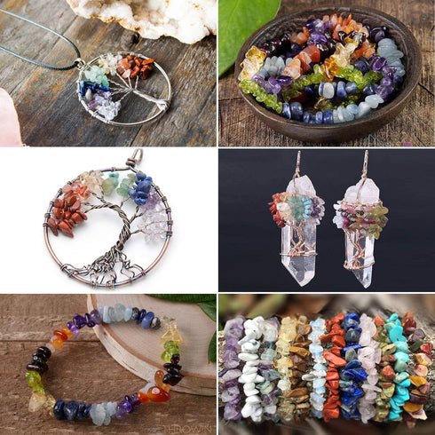 456 PCs Natural Chip Stone Beads, 5-8mm Irregular Multicolor Gemstones Loose Crystal Healing Chakra Rocks with Hole for Jewelry Making DIY Crafts...