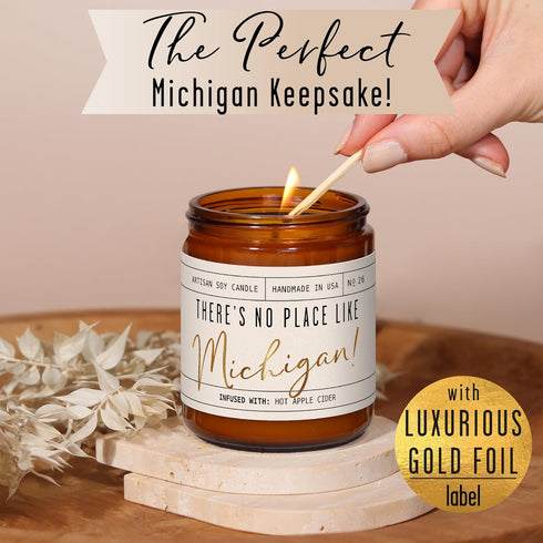 Michigan Gifts, Michigan Decor for Home - 'There's No Place Like Michigan Candle, w/Hot Apple Cider I Michigan Souvenirs I Michigan State Gifts I ...